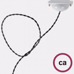 Στριφτό Υφασμάτινο Καλώδιο TN03 Σκούρο Γκρι Μάλλινο