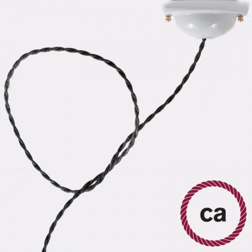 Στριφτό Υφασμάτινο Καλώδιο TN03 Σκούρο Γκρι Μάλλινο