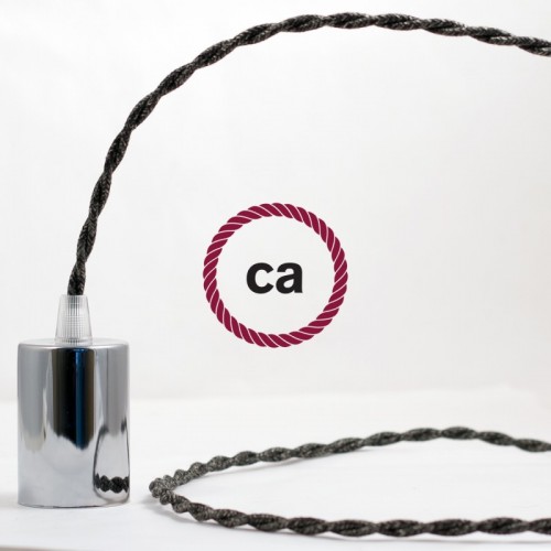 Στριφτό Υφασμάτινο Καλώδιο TN03 Σκούρο Γκρι Μάλλινο