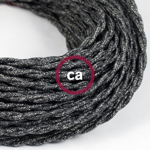 Στριφτό Υφασμάτινο Καλώδιο TN03 Σκούρο Γκρι Μάλλινο