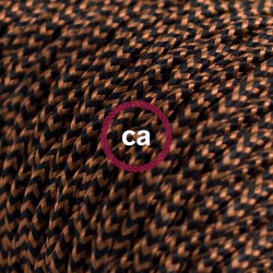 Στριφτό Υφασμάτινο Καλώδιο - TZ22 Μαύρο - Χάλκινο