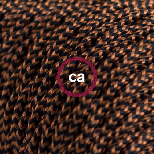 Στριφτό Υφασμάτινο Καλώδιο - TZ22 Μαύρο - Χάλκινο