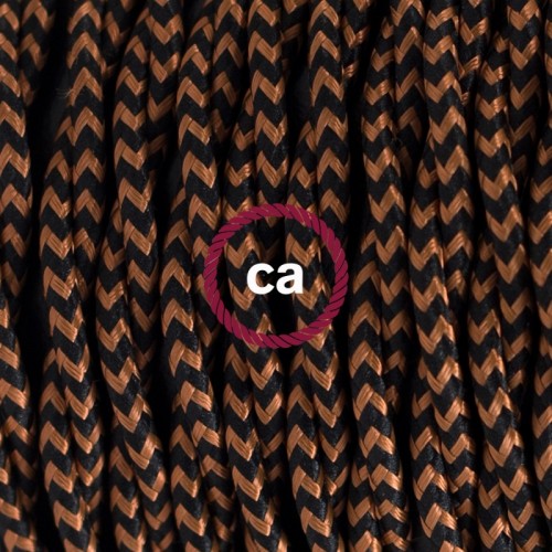 Στριφτό Υφασμάτινο Καλώδιο - TZ22 Μαύρο - Χάλκινο