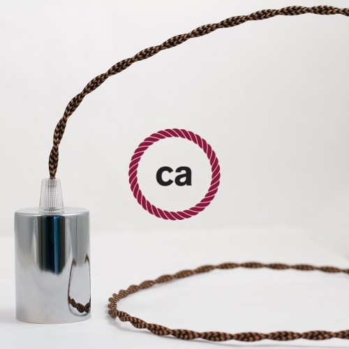 Στριφτό Υφασμάτινο Καλώδιο - TZ22 Μαύρο - Χάλκινο