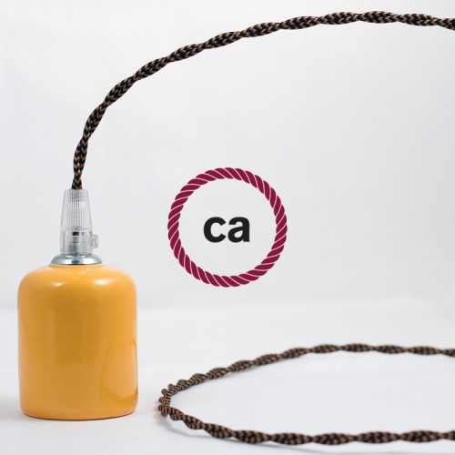 Στριφτό Υφασμάτινο Καλώδιο - TZ22 Μαύρο - Χάλκινο