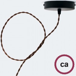 Στριφτό Υφασμάτινο Καλώδιο - TZ22 Μαύρο - Χάλκινο