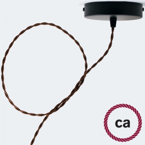 Στριφτό Υφασμάτινο Καλώδιο - TZ22 Μαύρο - Χάλκινο