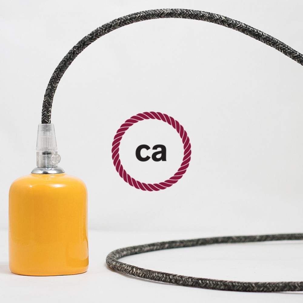 Στρόγγυλο Υφασμάτινο Καλώδιο RN03 - Σκούρο Γκρι Φυσικό Λινό