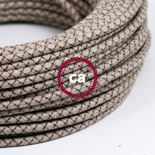 Υφασμάτινο Καλώδιο "Lozenge"  Μπεζ Λινό και Καφέ Βαμβάκι