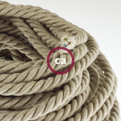 Καλώδιο Σχοινί Φ16 - Τριχιά XL, Καλώδιο 3x0,75 Καλυμμένο Με Ύφασμα Και Φυσικό Λινό