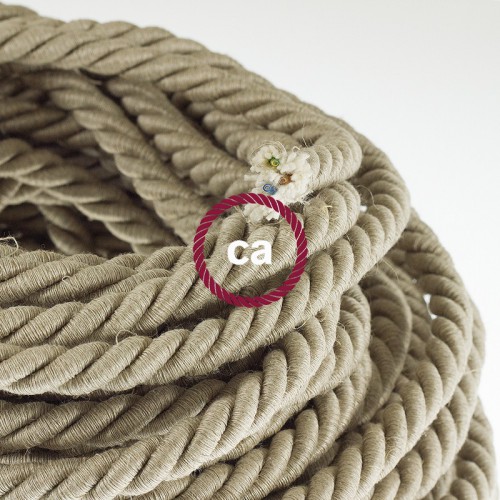 Καλώδιο Σχοινί Φ16 - Τριχιά XL, Καλώδιο 3x0,75 Καλυμμένο Με Ύφασμα Και Φυσικό Λινό