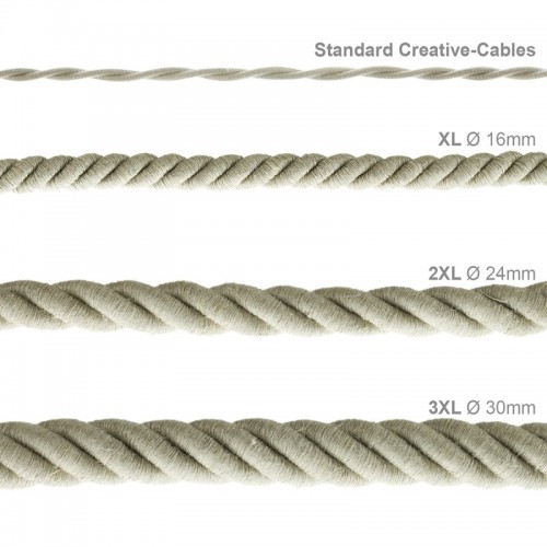 Καλώδιο Σχοινί Φ16 - Τριχιά XL, Καλώδιο 3x0,75 Καλυμμένο Με Ύφασμα Και Φυσικό Λινό