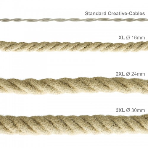 Καλώδιο Σχοινί Φ24 - Τριχιά 2XL, Καλώδιο 3x0,75 Καλυμμένο Με Ύφασμα και Φυσική Τριχιά