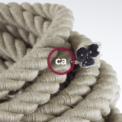 Καλώδιο Σχοινί Φ24 - Τριχιά 2XL, Καλώδιο 3x0,75 Καλυμμένο Με Ύφασμα και Φυσικό Λινό