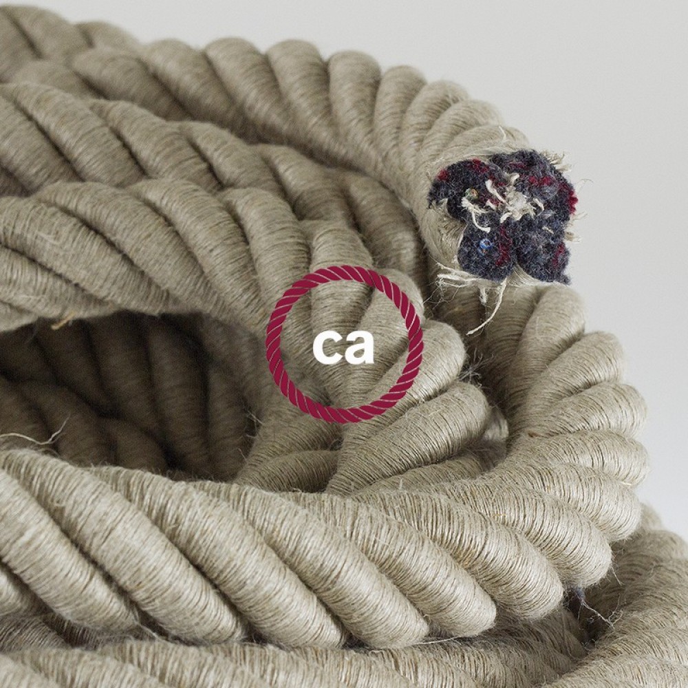 Καλώδιο Σχοινί Φ30 - Τριχιά 3XL, Καλώδιο 3x0,75 Καλυμμένο Με Ύφασμα και Φυσικό Λινό