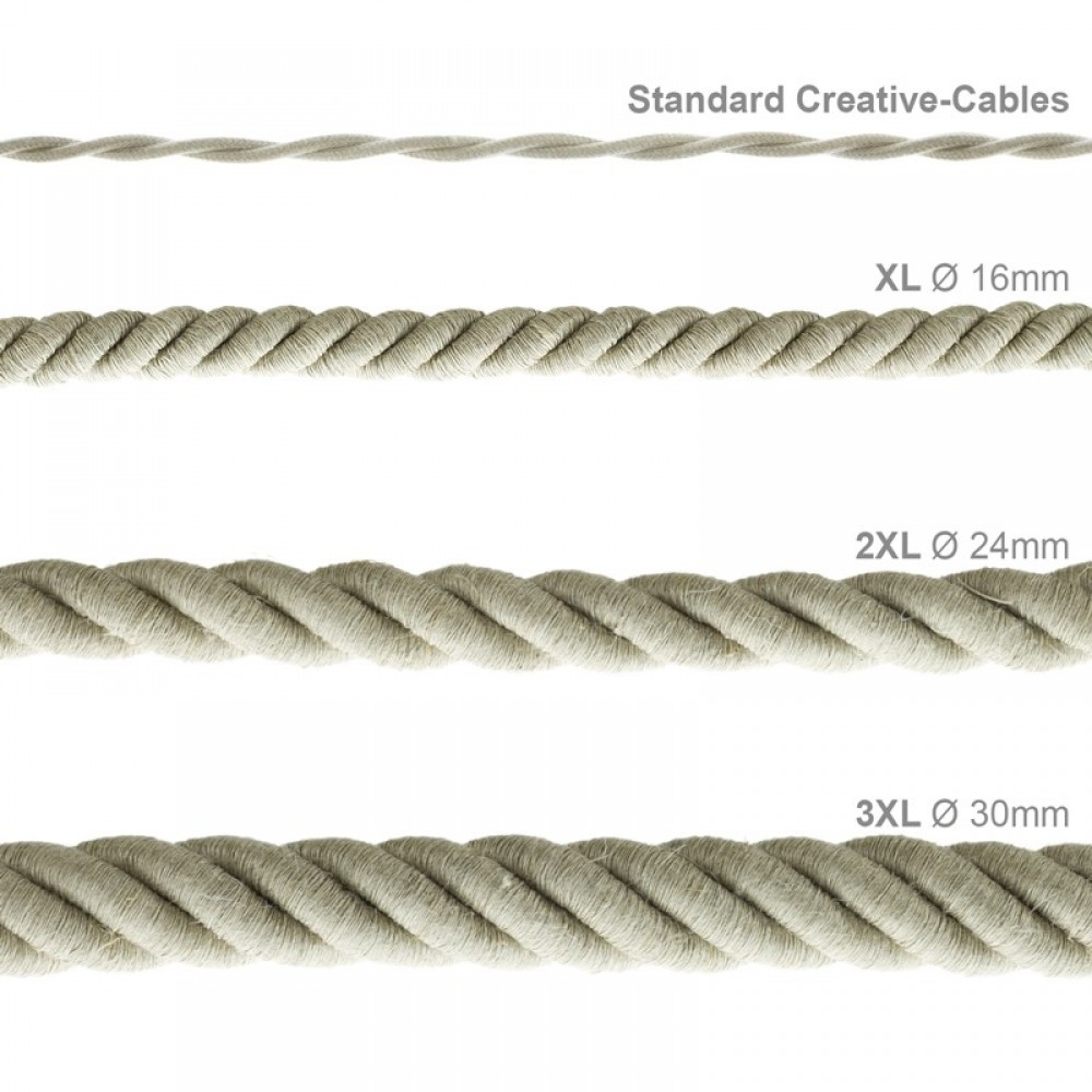 Καλώδιο Σχοινί Φ30 - Τριχιά 3XL, Καλώδιο 3x0,75 Καλυμμένο Με Ύφασμα και Φυσικό Λινό