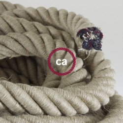 Καλώδιο Σχοινί Φ30 - Τριχιά 3XL, Καλώδιο 3x0,75 Καλυμμένο Με Ύφασμα και Φυσικό Λινό