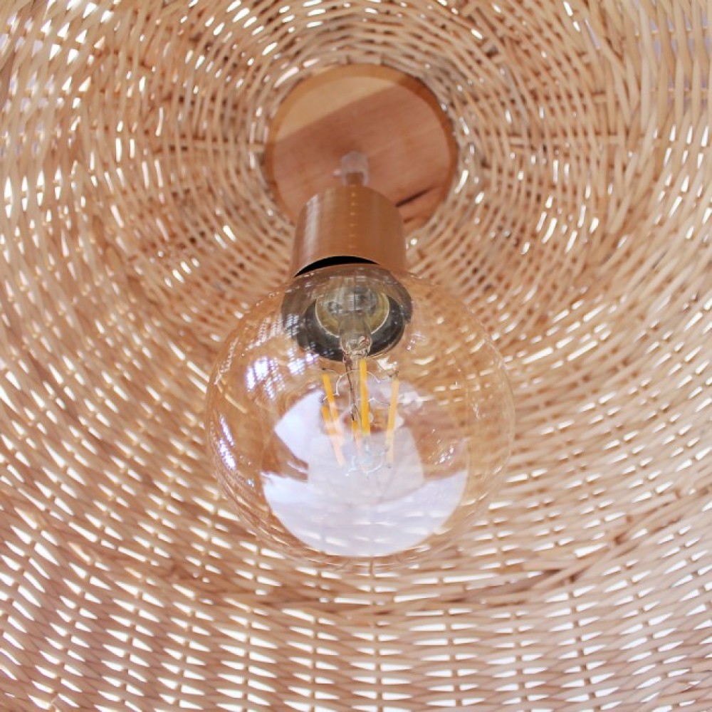 Χειροποίητο Ψάθινο Φωτιστικό Στρόγγυλο Μπαμπού Καφέ Σκούρο 45cm Decolight