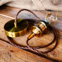 Ανάρτηση 2μ Καφέ Στριφτό Καλώδιο Και Antique Ντουί Ε27 Decolight
