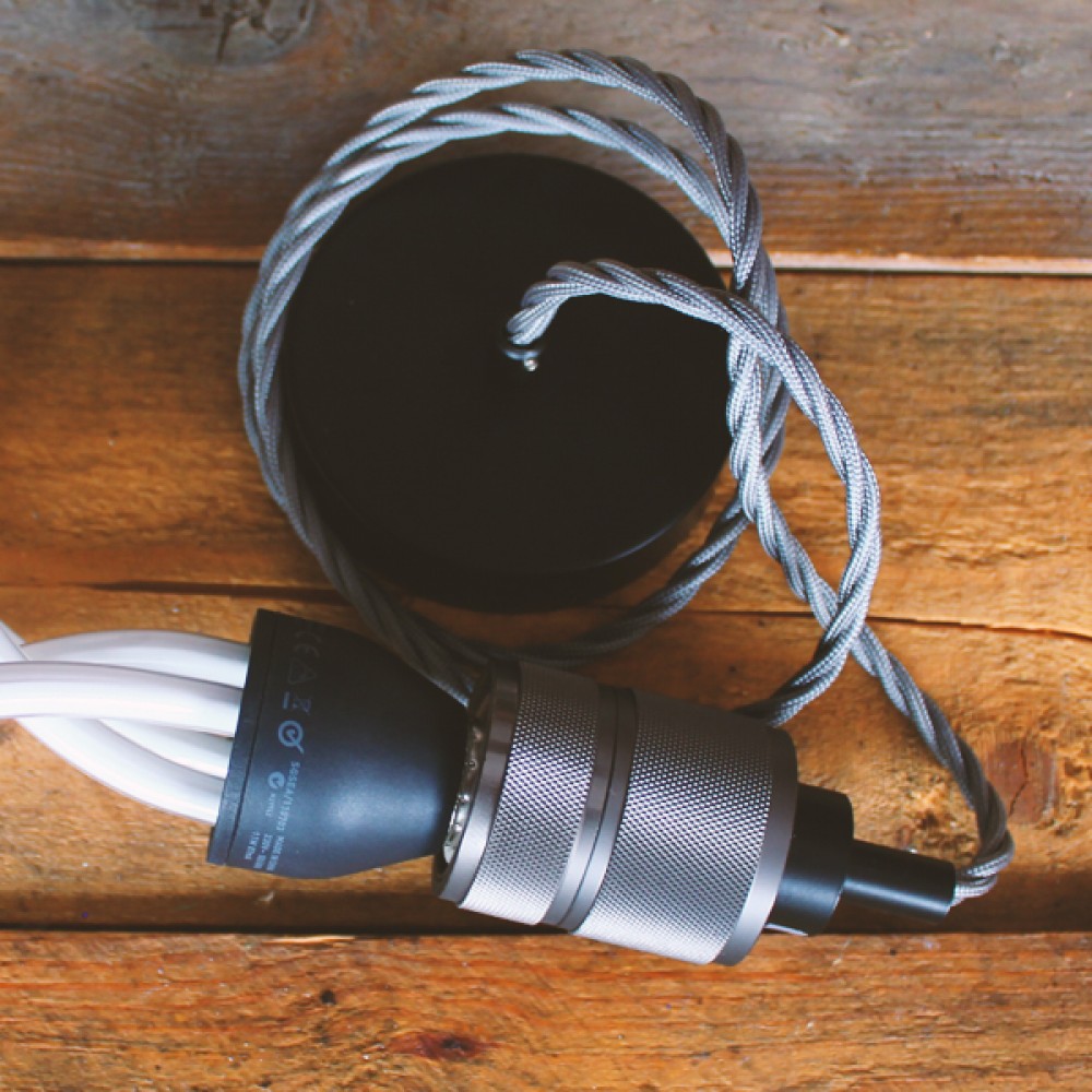 Ανάρτηση 2μ Ανθρακί Στριφτό καλώδιο και Ανθρακί Ντουί Ε27 Decolight