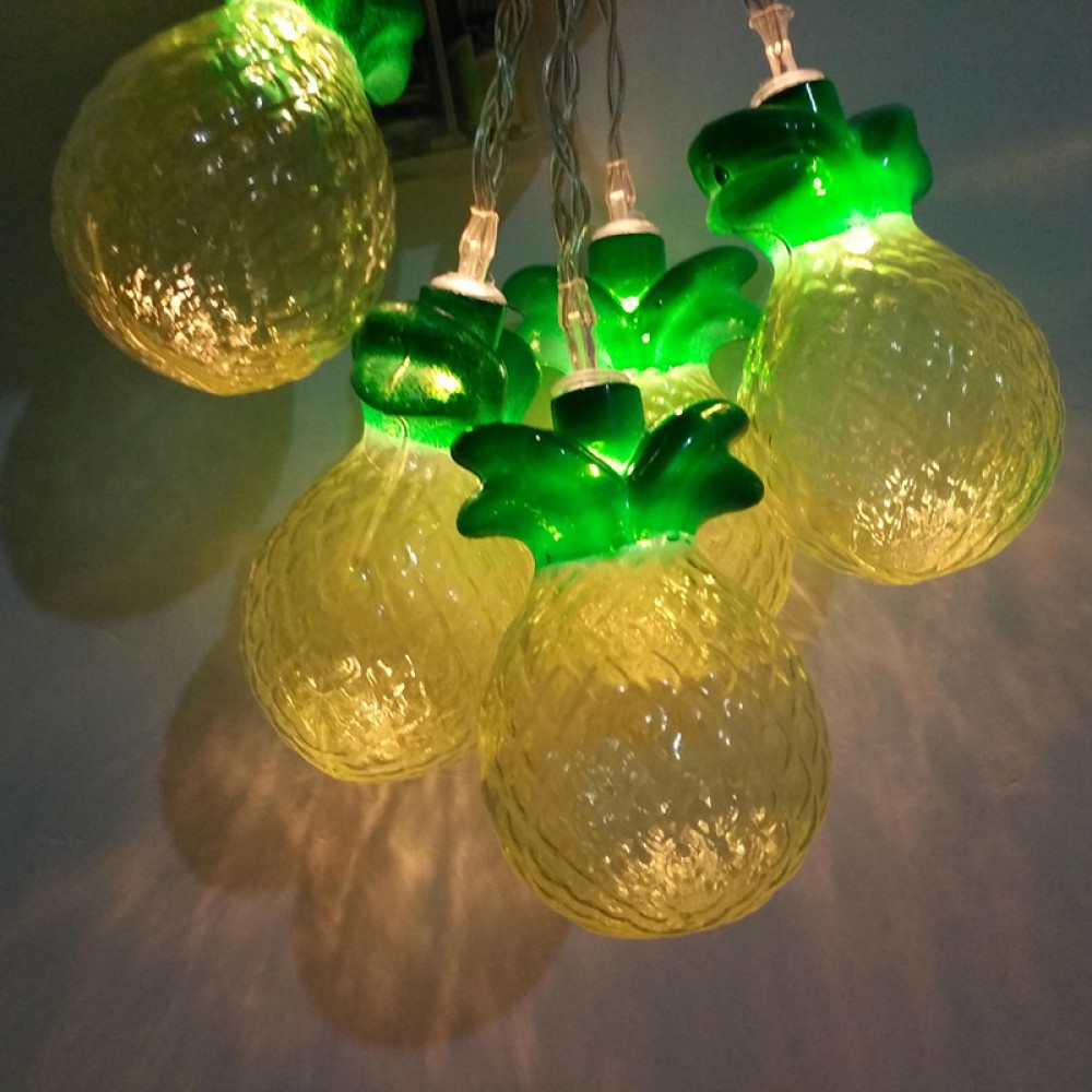 Διακόσμηση Για Coktail Party Φωτάκια Με Μπαταρία Κίτρινος Ανανάς 10 LED Θερμό Φως Decolight