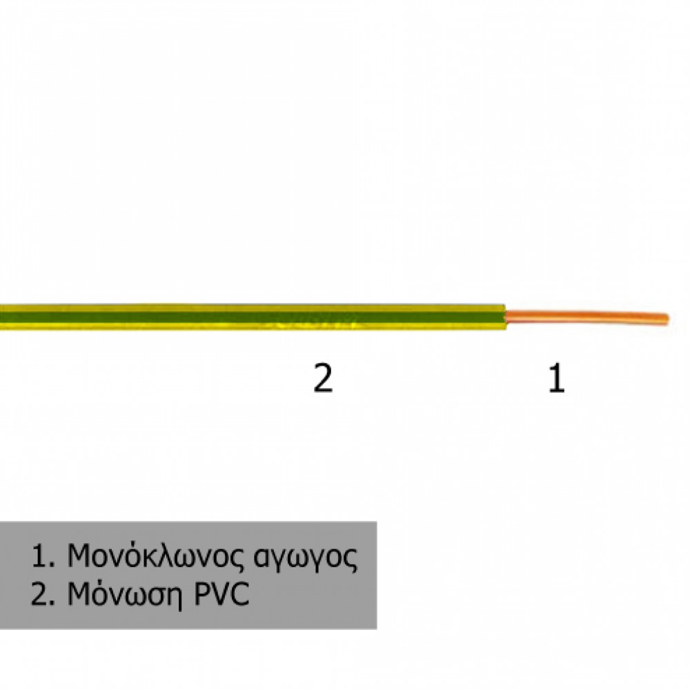 NYA 1x1,5mm² Καλώδιο Μονοπολικό 100m Κίτρινο-Πράσινο Vatan Kablo