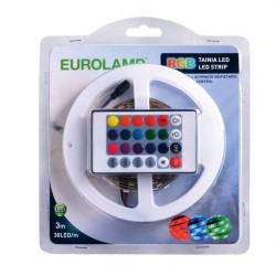 Ετοιμο Πακέτο LED Ταινία 7.2W 3/μέτρα Με Driver Και Control 12V RGB IP20 Blister Eurolamp
