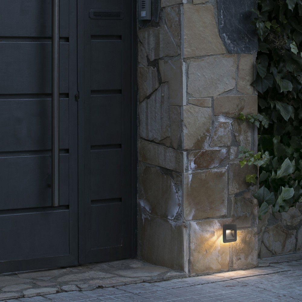 LED Εξωτερικό Χωνευτό Φωτιστικό Τοίχου 3W SMD Αλουμινίου Με Διάφανο Διαχύτη NASE FARO