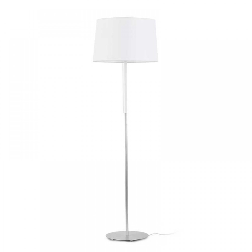 Μεταλλικό Φωτιστικό Δαπέδου Με Υφασμάτινο Καπέλο Σε Λευκό Χρώμα 1xE27 VOLTA FARO