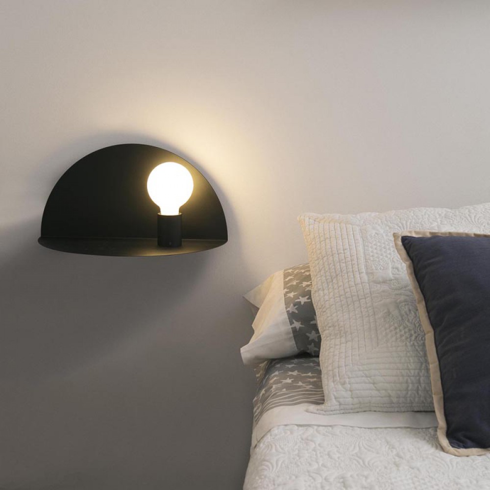 Μεταλλικό Επίτοιχο Φωτιστικό Και Κομοδίνο Σε Μαύρο Χρώμα 1xE27 NIT FARO