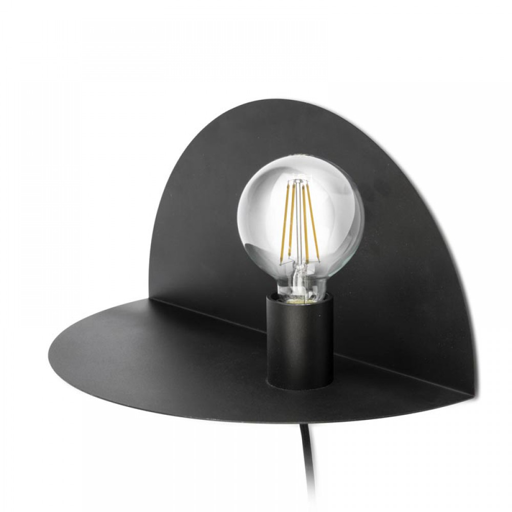 Μεταλλικό Επίτοιχο Φωτιστικό Και Κομοδίνο Σε Μαύρο Χρώμα 1xE27 NIT FARO