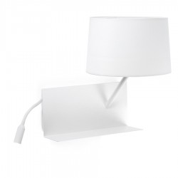 Μεταλλική Απλίκα Με Υφασμάτινο Καπέλο Και Ράφι Με USB Φορτιστή Και LED (Δεξιάς Πλευράς) 1XE27 HANDY FARO