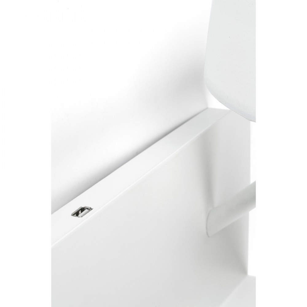 Μεταλλική Απλίκα Με Υφασμάτινο Καπέλο Και Ράφι Με USB Φορτιστή Και LED (Δεξιάς Πλευράς) 1XE27 HANDY FARO