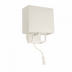 Μεταλλική Απλίκα Με Υφασμάτινο Καπέλο Σε Λευκό Χρώμα + Έξτρα LED 1xE14 VESPER FARO