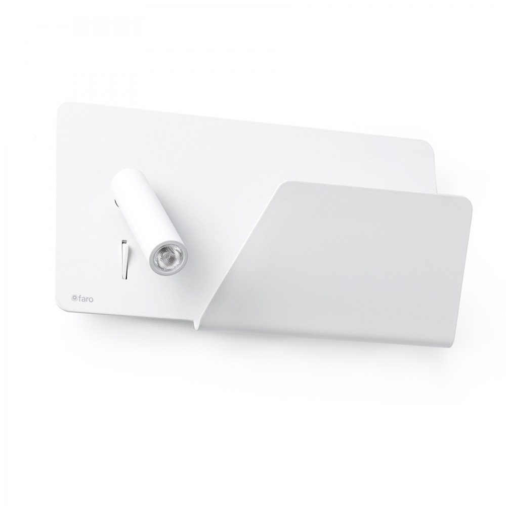 LED Μεταλλική Λευκή Απλίκα 3W Με Ράφι Και USB Φορτιστή (Αριστερής Πλευράς) SUAU FARO