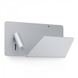 LED Μεταλλική Γκρι Απλίκα 3W Με Ράφι Και USB Φορτιστή (Δεξιάς Πλευράς) SUAU FARO