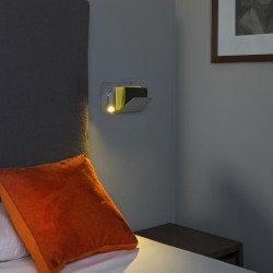 LED Μεταλλική Λευκή Απλίκα 3W Με Ράφι Και USB Φορτιστή (Αριστερής Πλευράς) SUAU FARO