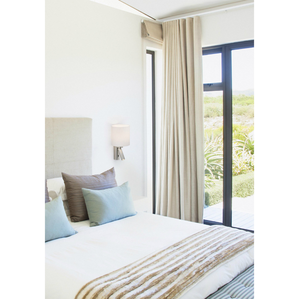 Μεταλλική Απλίκα Με Λευκό Καπέλο Και Βοηθητικό Φως Σε Νικέλ Χρώμα Rob FARO