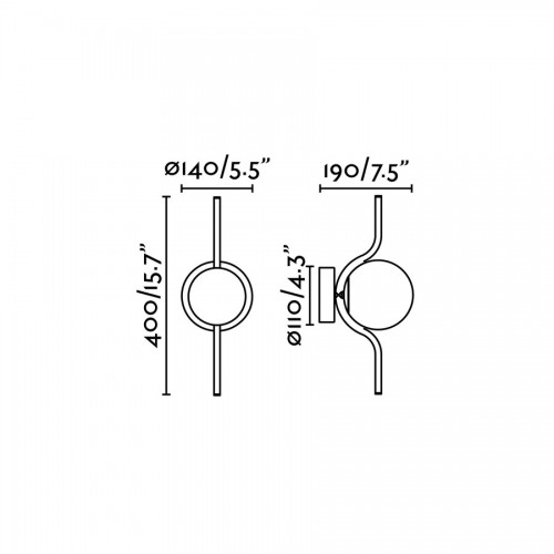 LE VITA Επιτοίχιο Φωτιστικό Μαύρο Με Οπάλ Γυαλί - LED 6W FARO