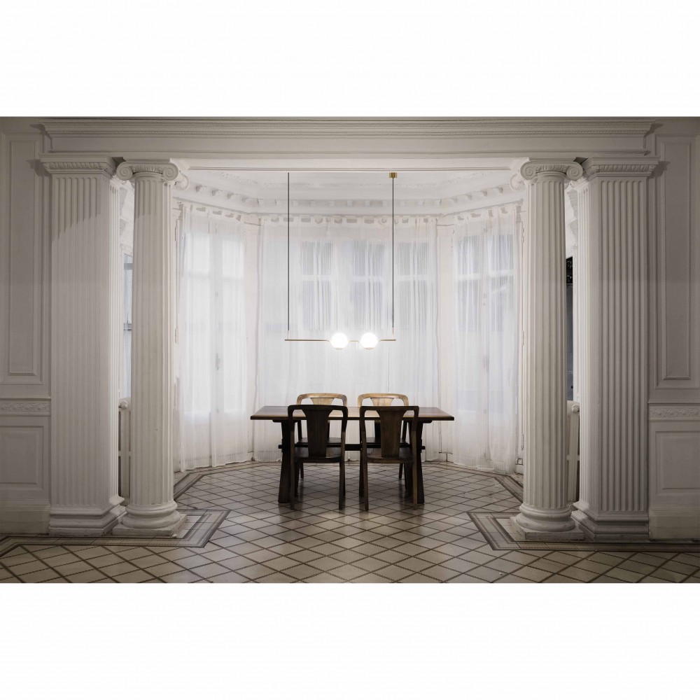 LE VITA Χρυσό Κρεμαστό Φωτιστικό Δίφωτο FARO