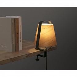 STOOD Μαύρο και ξύλινο φωτιστικό με κλιπ FARO