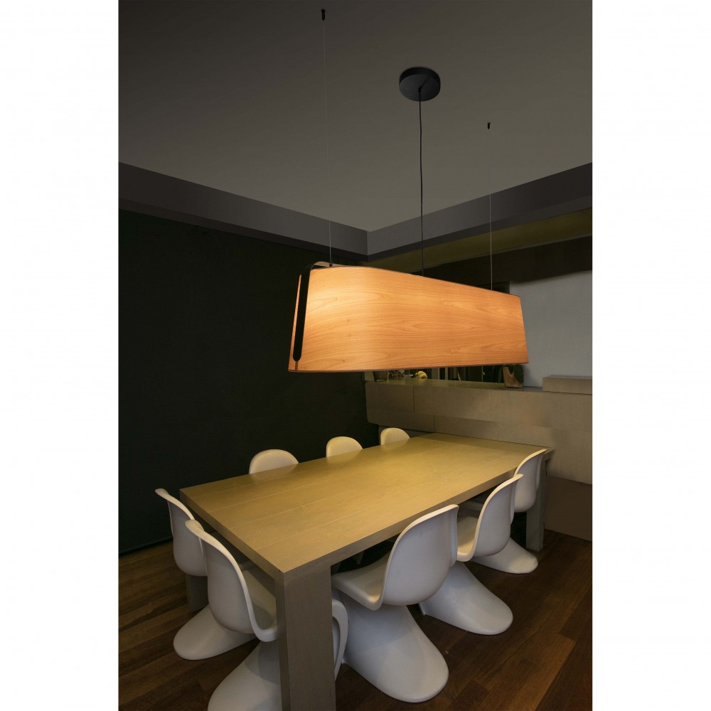 STOOD Μαύρο και ξύλινο κρεμαστό φωτιστικό 5L FARO