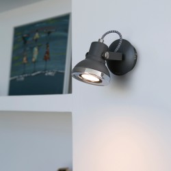 Μεταλλικό Επίτοιχο Σποτ Με Ρυθμιζόμενη Κεφαλή Σε Σκούρο Γκρι Χρώμα 1xGU10 RING FARO