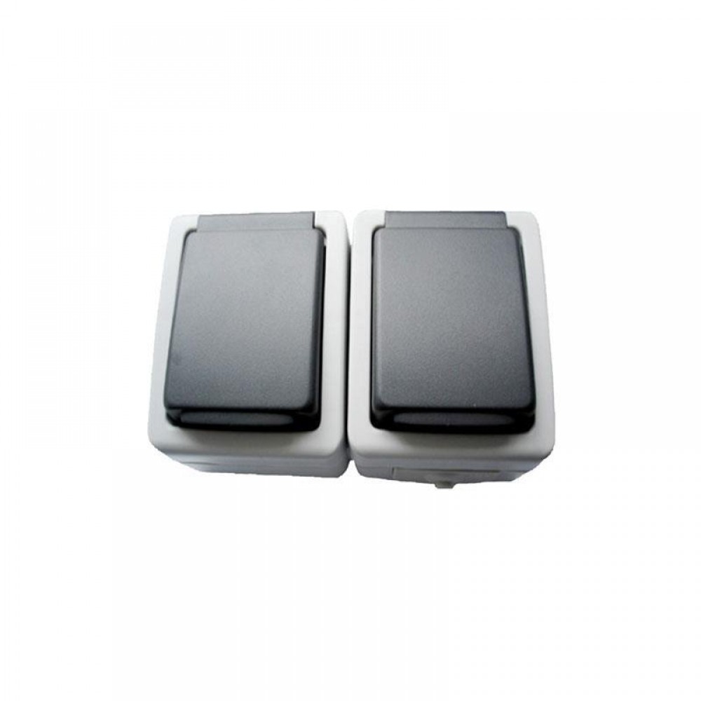 Πρίζα Σούκο Διπλή Με Καπάκι Γκρι 3840W IP54 Eurolamp