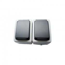 Πρίζα Σούκο Διπλή Με Καπάκι Γκρι 3840W IP54 Eurolamp