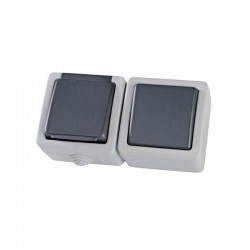 Διακόπτης A/R+Πρίζα Σούκο Γκρι 3840W IP54 Eurolamp