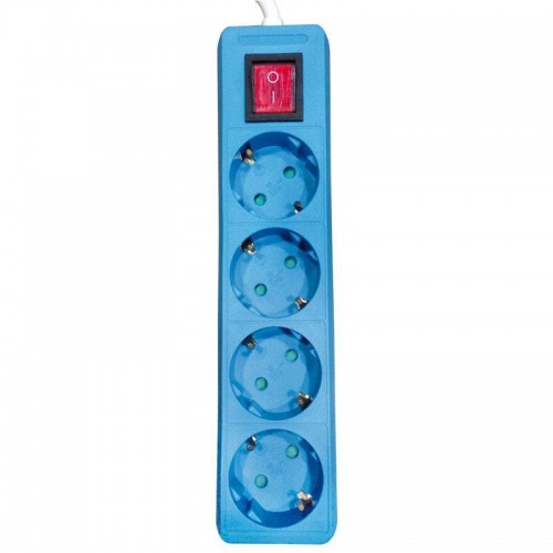 Πολύπριζο Απλό 4 Θέσεων Με Καλώδιο 2m Και Διακόπτη Μπλε Eurolamp
