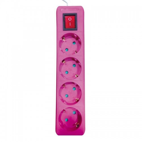 Πολύπριζο Απλό 4 Θέσεων Με Καλώδιο 2m Και Διακόπτη Ροζ Eurolamp