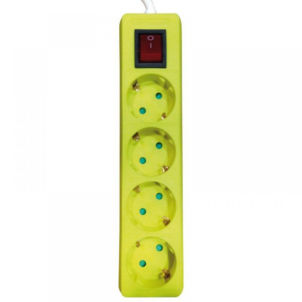Πολύπριζο Απλό 4 Θέσεων Με Καλώδιο 2m Και Διακόπτη Κίτρινο Eurolamp