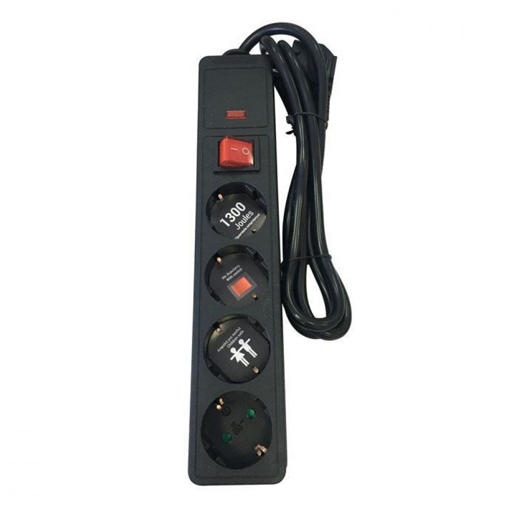 Πολύπριζο Υπερτάσεως Με Ασφάλεια 4 Θέσεων Με Καλώδιο 1,5m 3X1mm Eurolamp